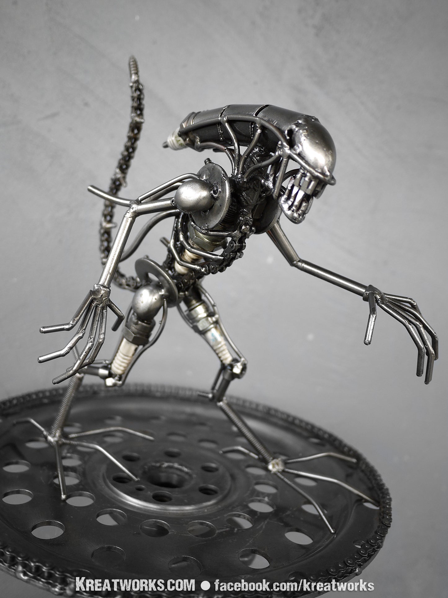 Mini Metal Monster : tail down (small item) / Recycle Metal Sustainable Sculpture Art