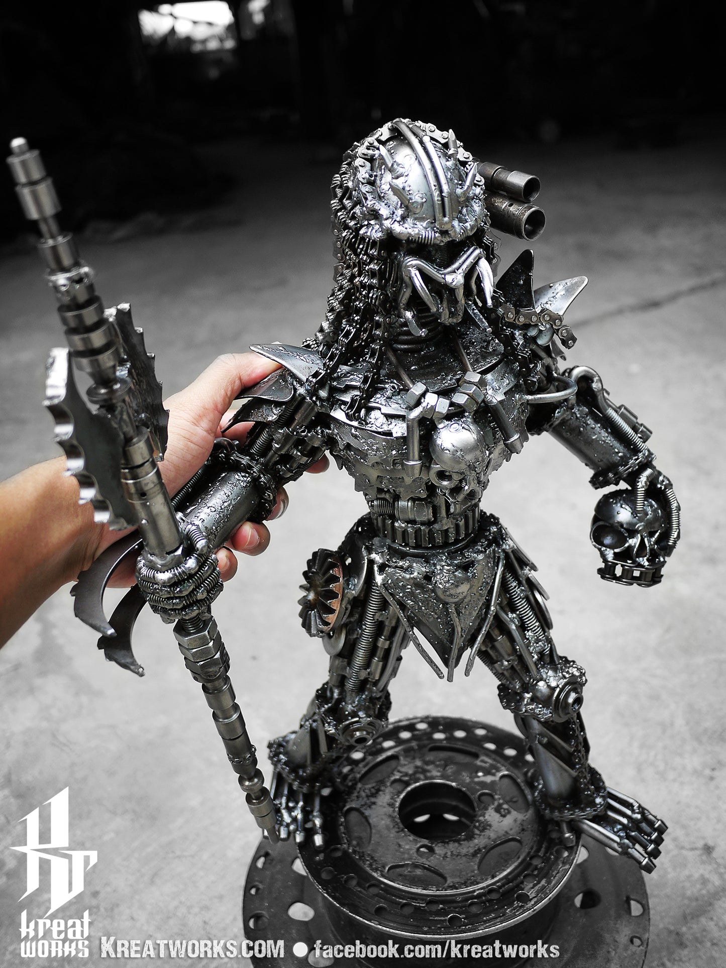 Metal Standing Hunter : Mace (Medium item) / Recycle Metal Sustainable Sculpture Art