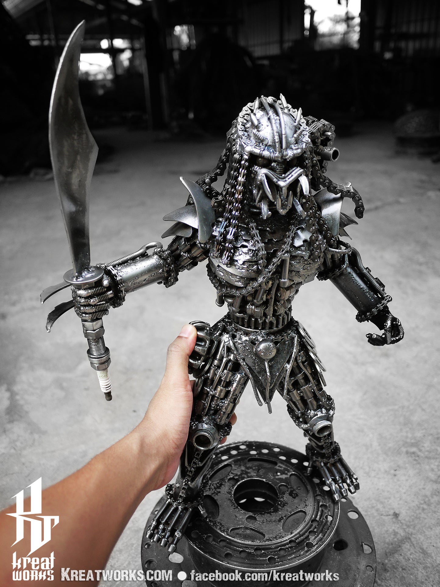 Metal Standing Hunter : Sword (Medium item) / Recycle Metal Sustainable Sculpture Art