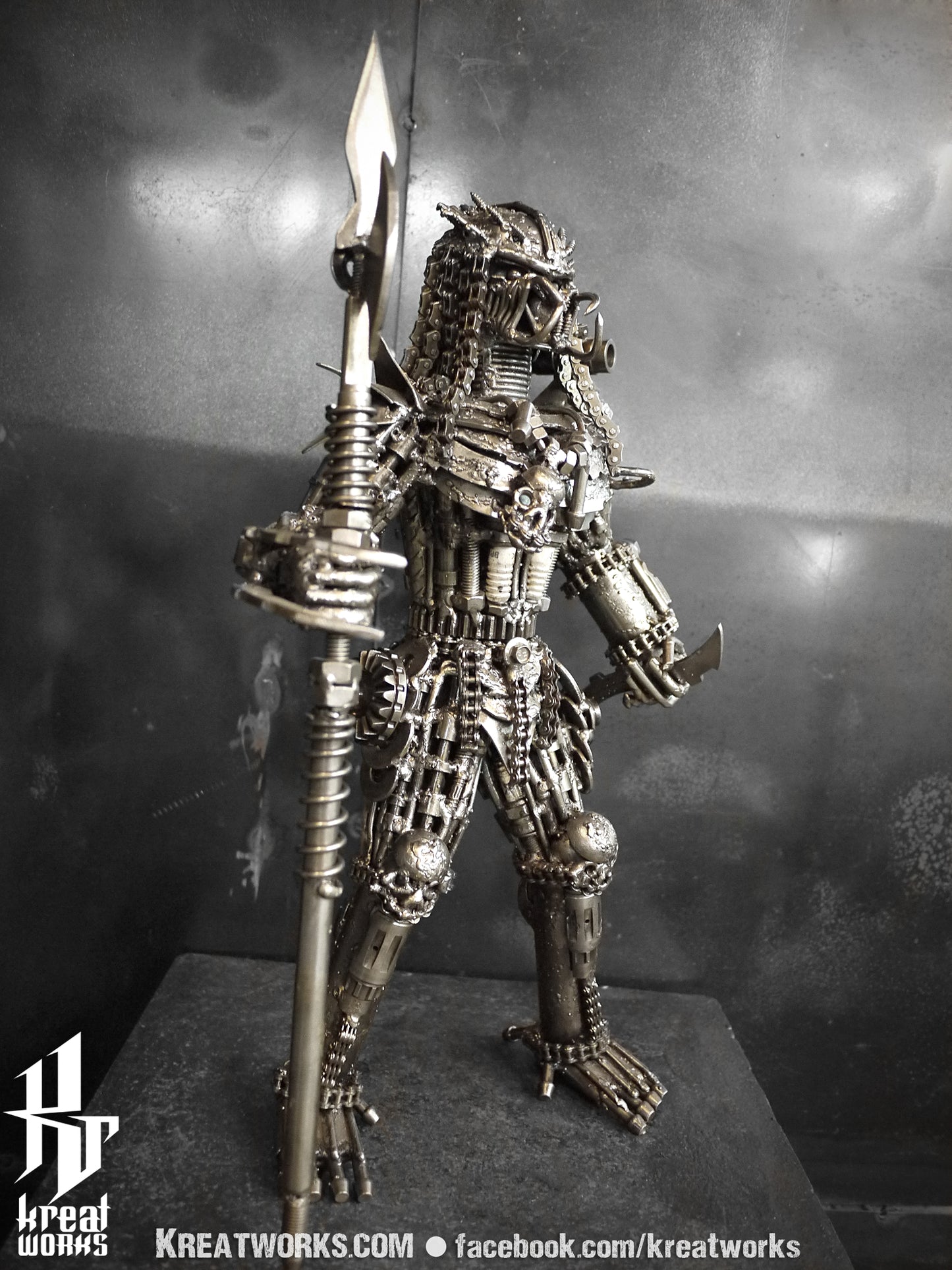Metal Standing Hunter : Pike (Medium item) / Recycle Metal Sustainable Sculpture Art
