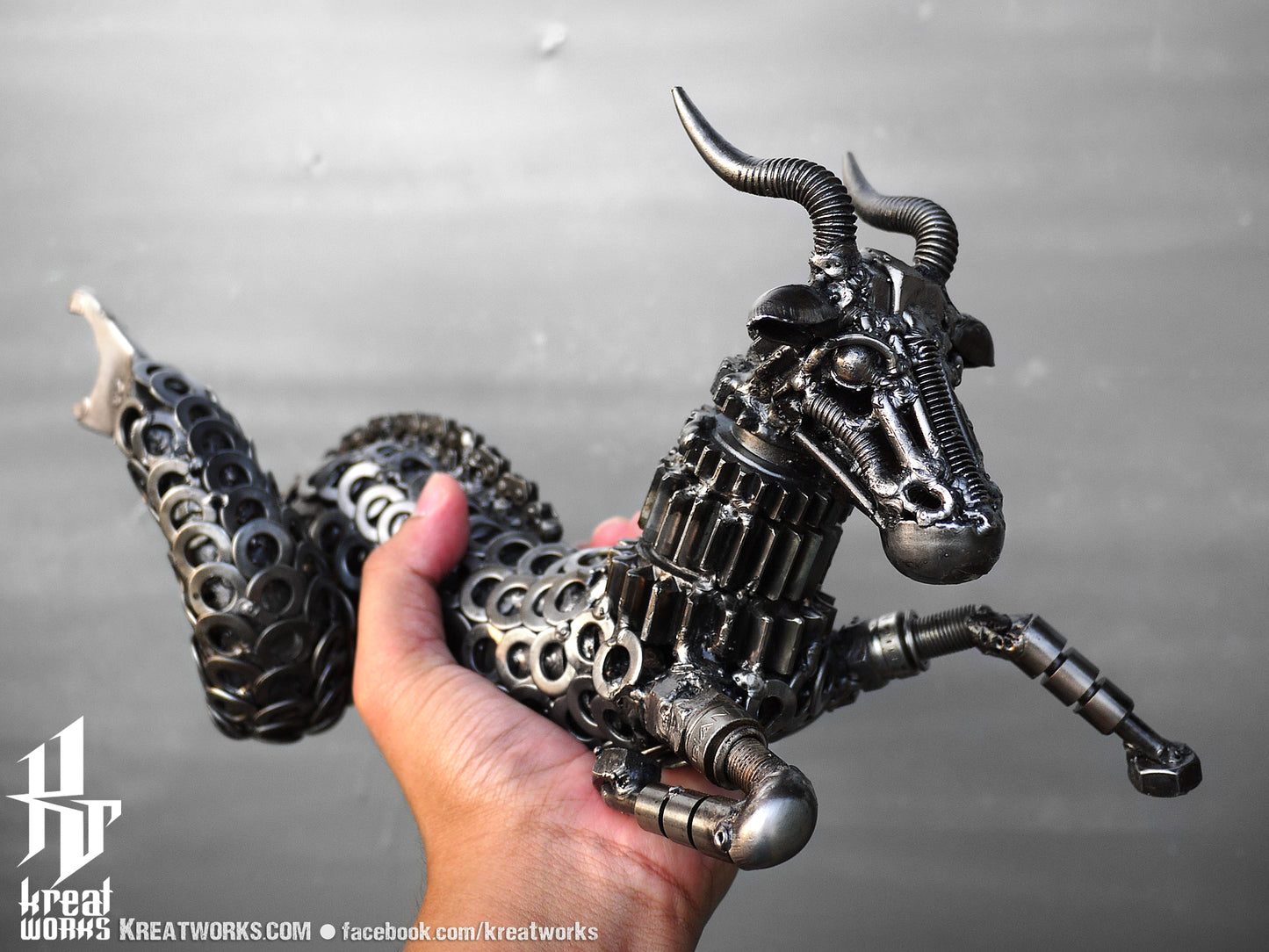 Recycled Metal Capricorn / Recycle Metal Sustainable Sculpture Art