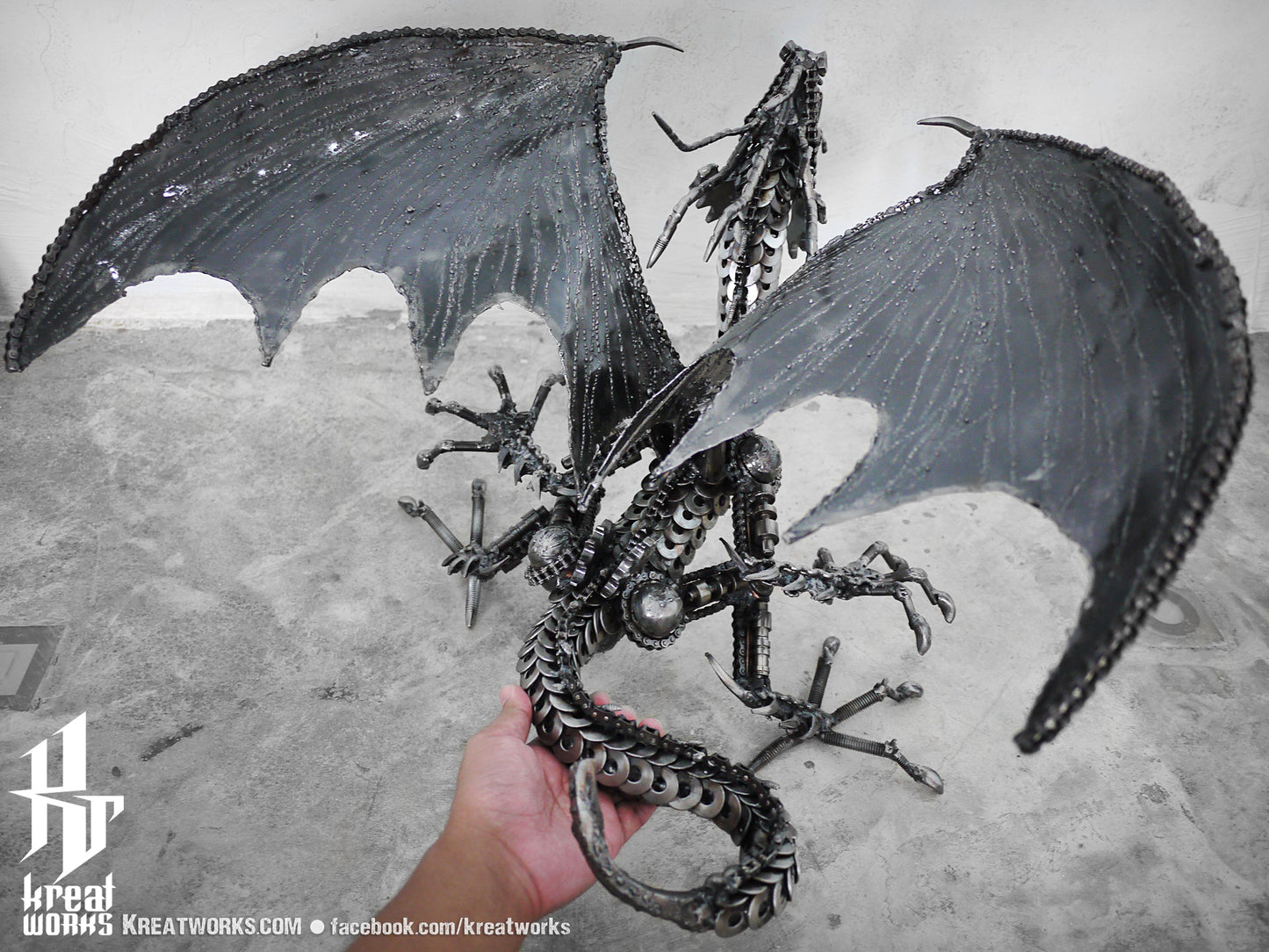 Metal Crouching Dragon (Medium item) / Recycle Metal Sustainable Sculpture Art