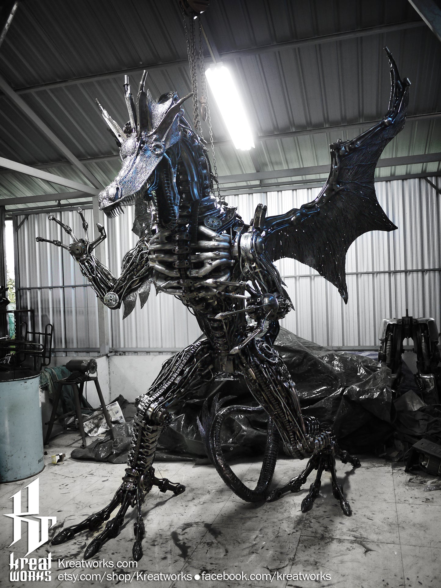 Recycled Metal Giant Dragon (made-to-order) / Recycle Metal Sustainable Sculpture Art