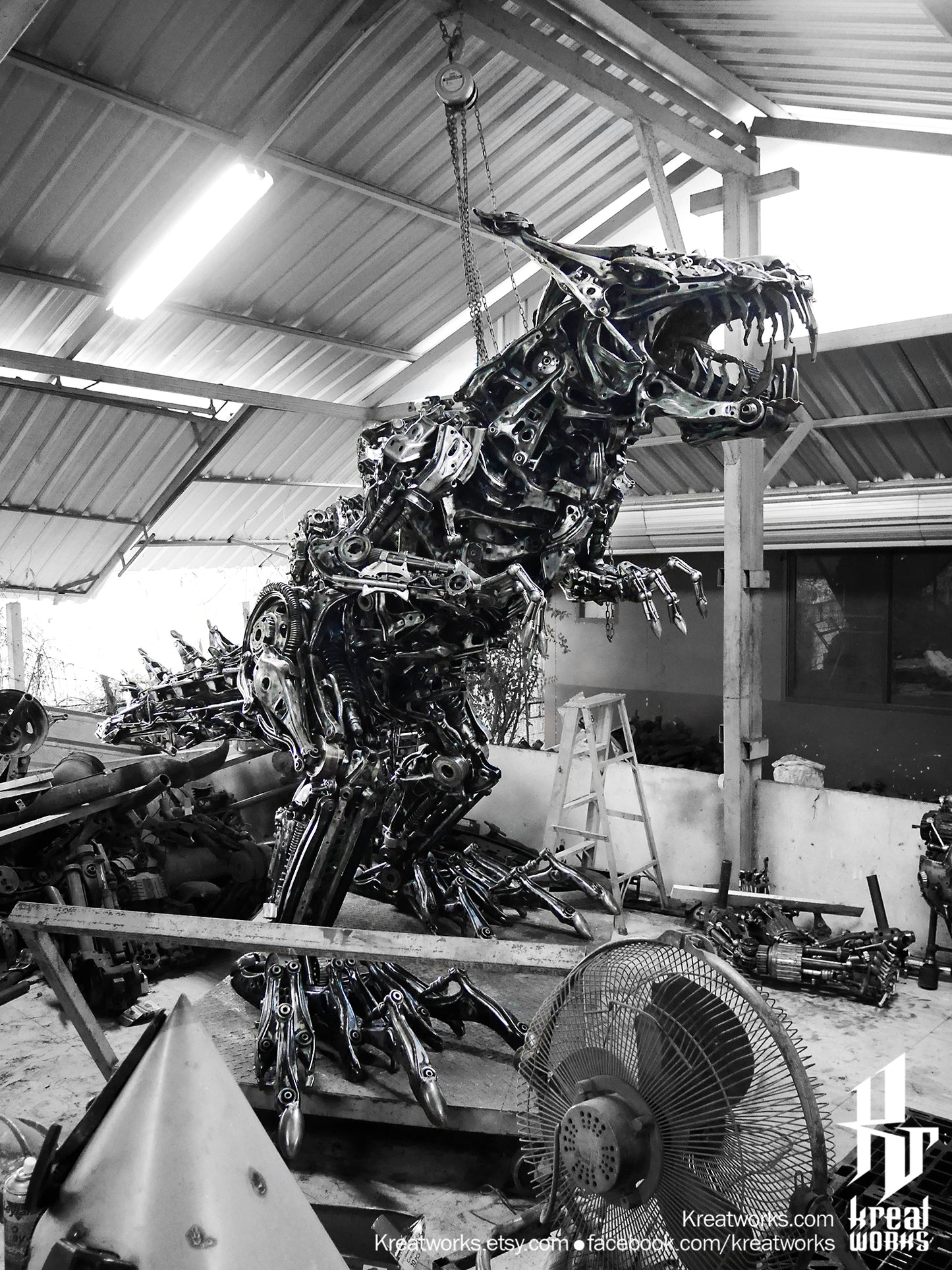 Recycled Metal Giant Dinosaur : Made to order / Recycle Metal Sustainable Sculpture Art