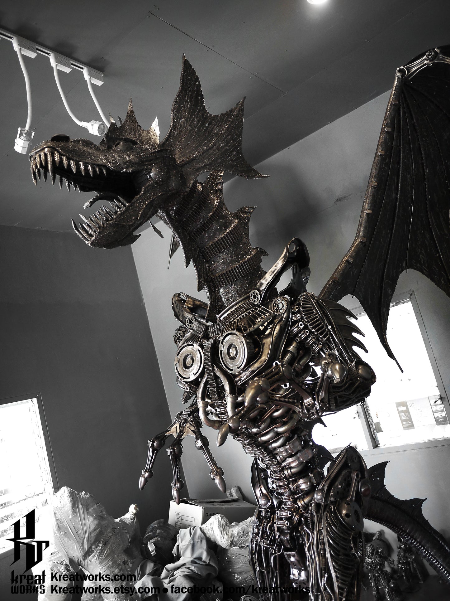 Steampunk Metal Giant Dragon (made-to-order) / Recycle Metal Sustainable Sculpture Art