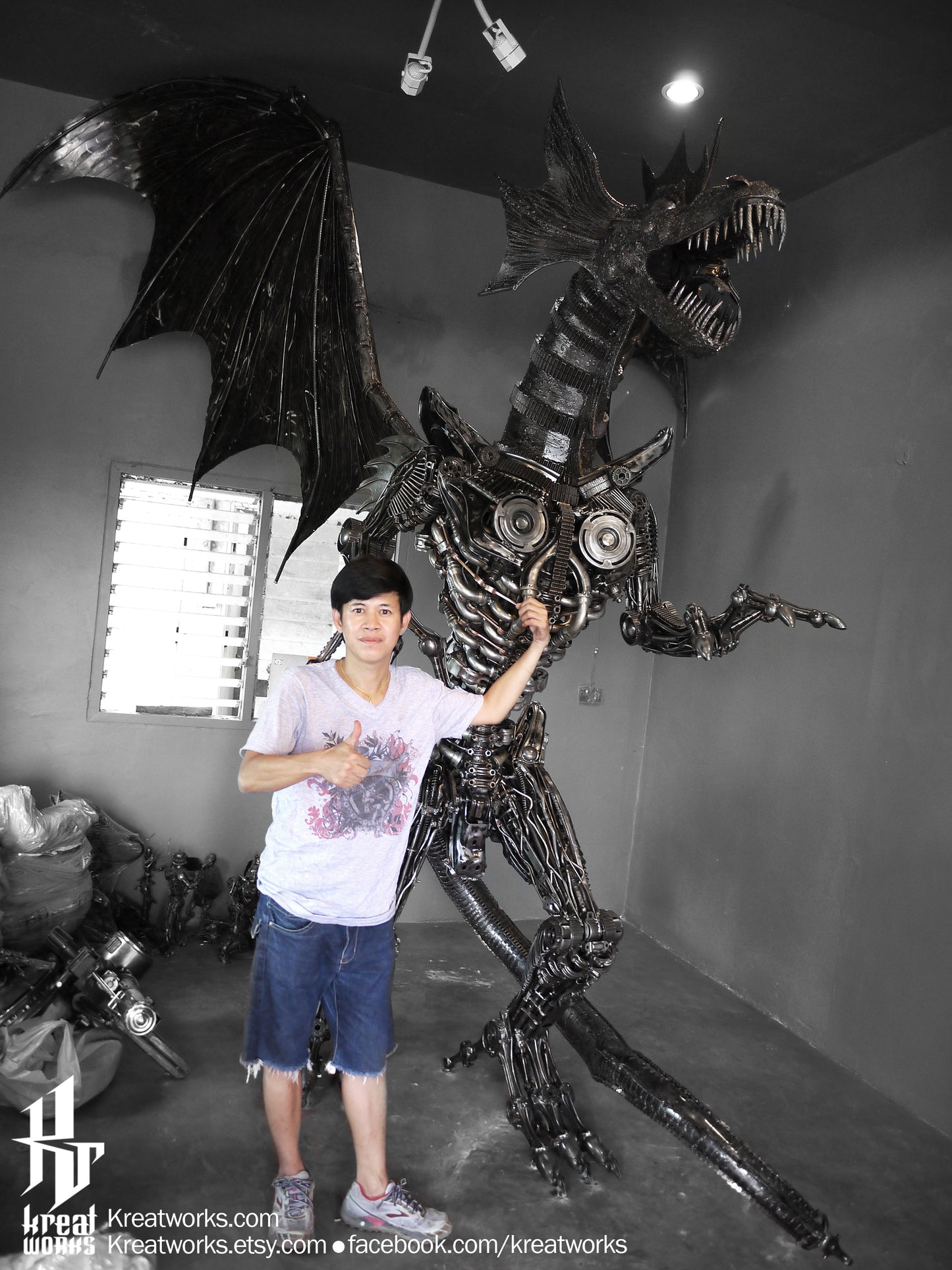Steampunk Metal Giant Dragon (made-to-order) / Recycle Metal Sustainable Sculpture Art
