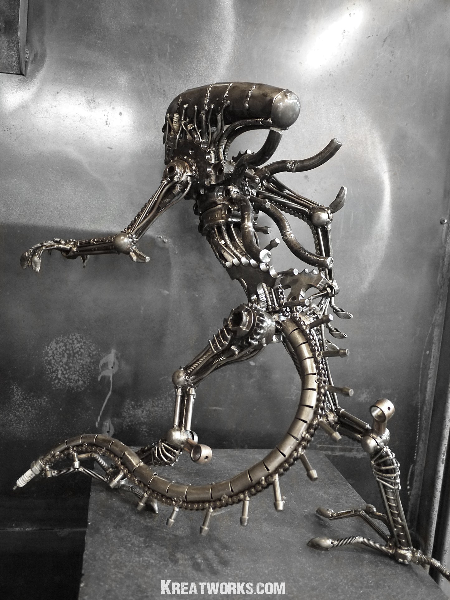 The Metal Standing Monster (Medium item) / Recycle Metal Sustainable Sculpture Art