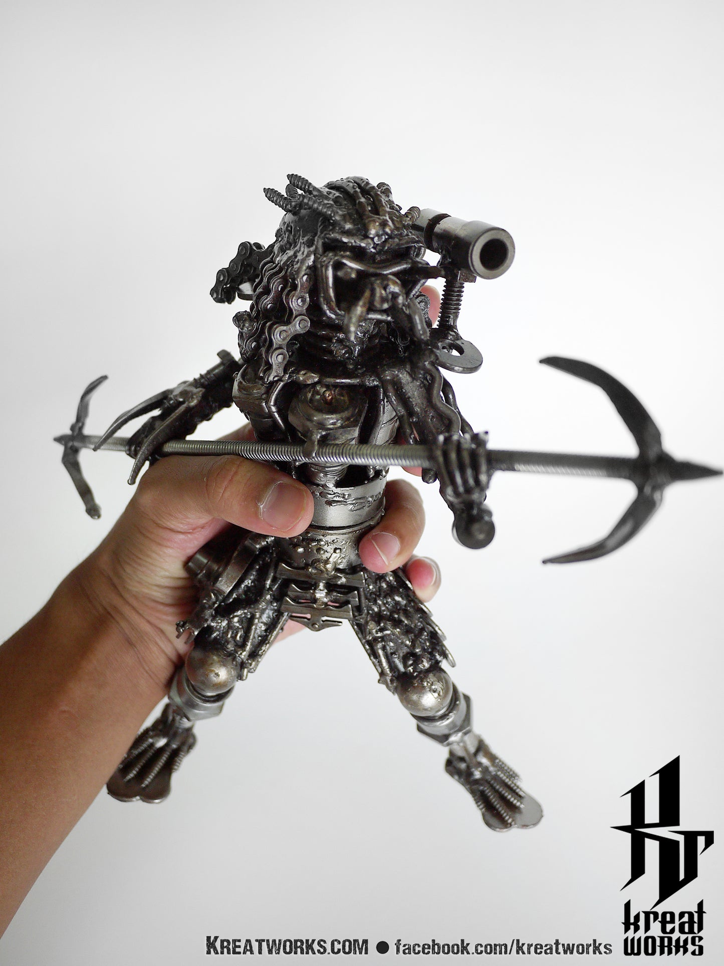Mini Metal Hunter : 2hand Spear (small item) / Recycle Metal Sustainable Sculpture Art