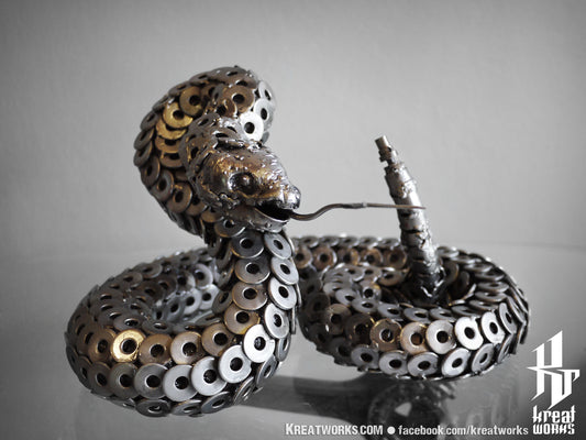 Metal Rattlesnake (Medium item) / Recycle Metal Sustainable Sculpture Art