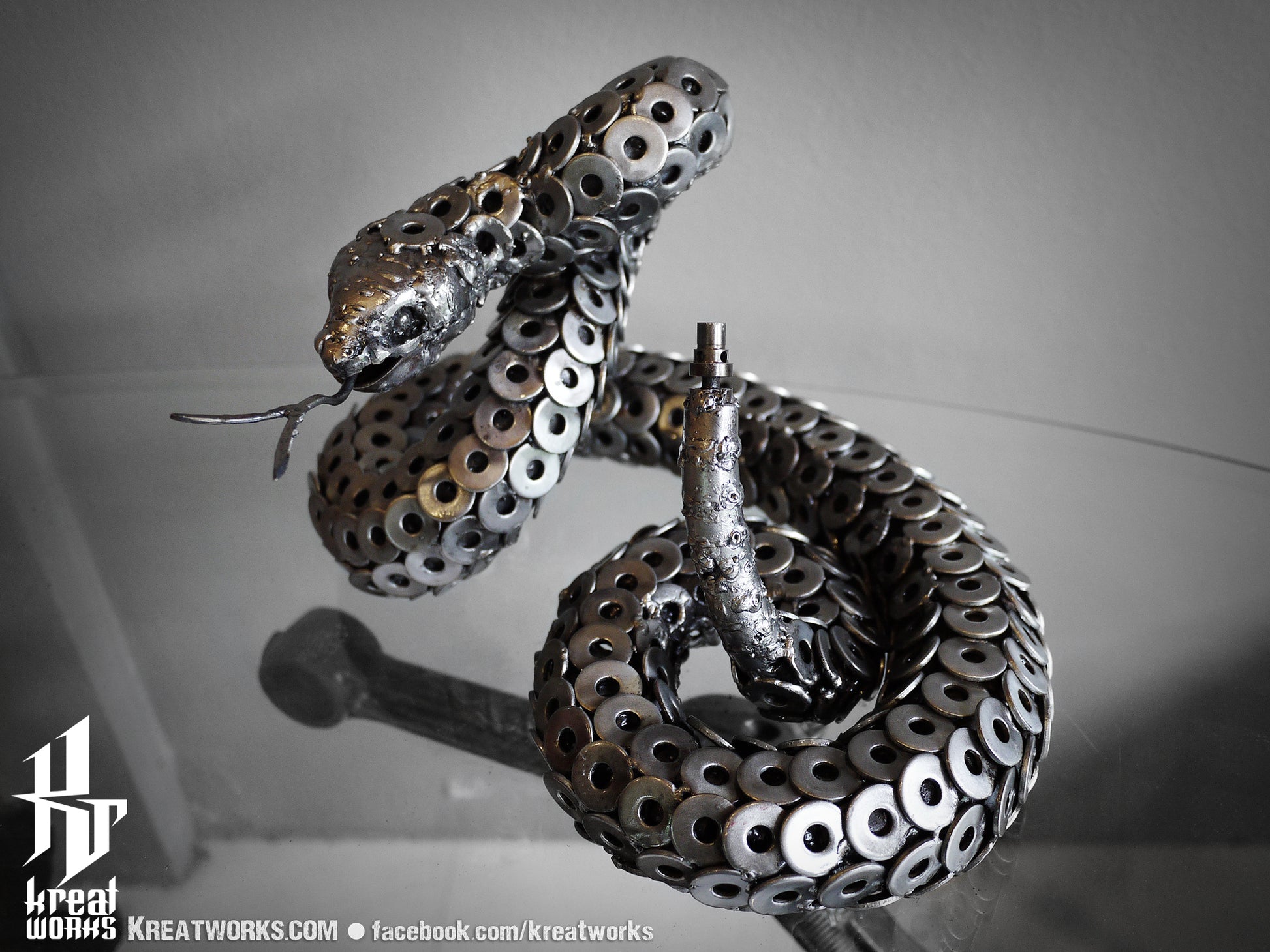 Metal Rattlesnake (Medium item) / Recycle Metal Sustainable Sculpture ...