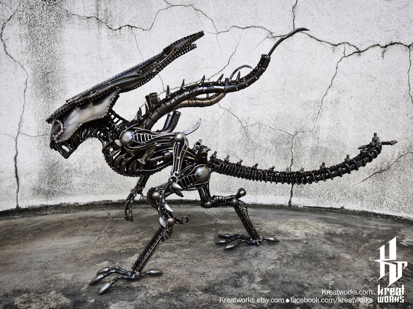 Recycled Metal Standing King Monster (Medium item) / Recycle Metal Sustainable Sculpture Art
