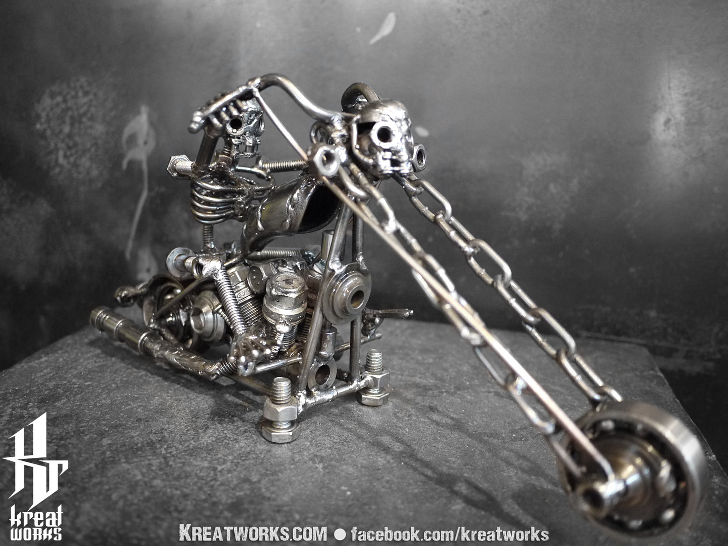 Metal Skeleton Rider (small item) / Recycle Metal Sustainable Sculpture Art
