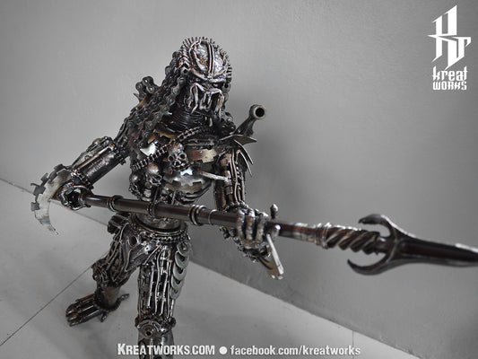 Steampunk Metal Spearman Hunter (Medium size) / Recycle Metal Sustainable Sculpture Art