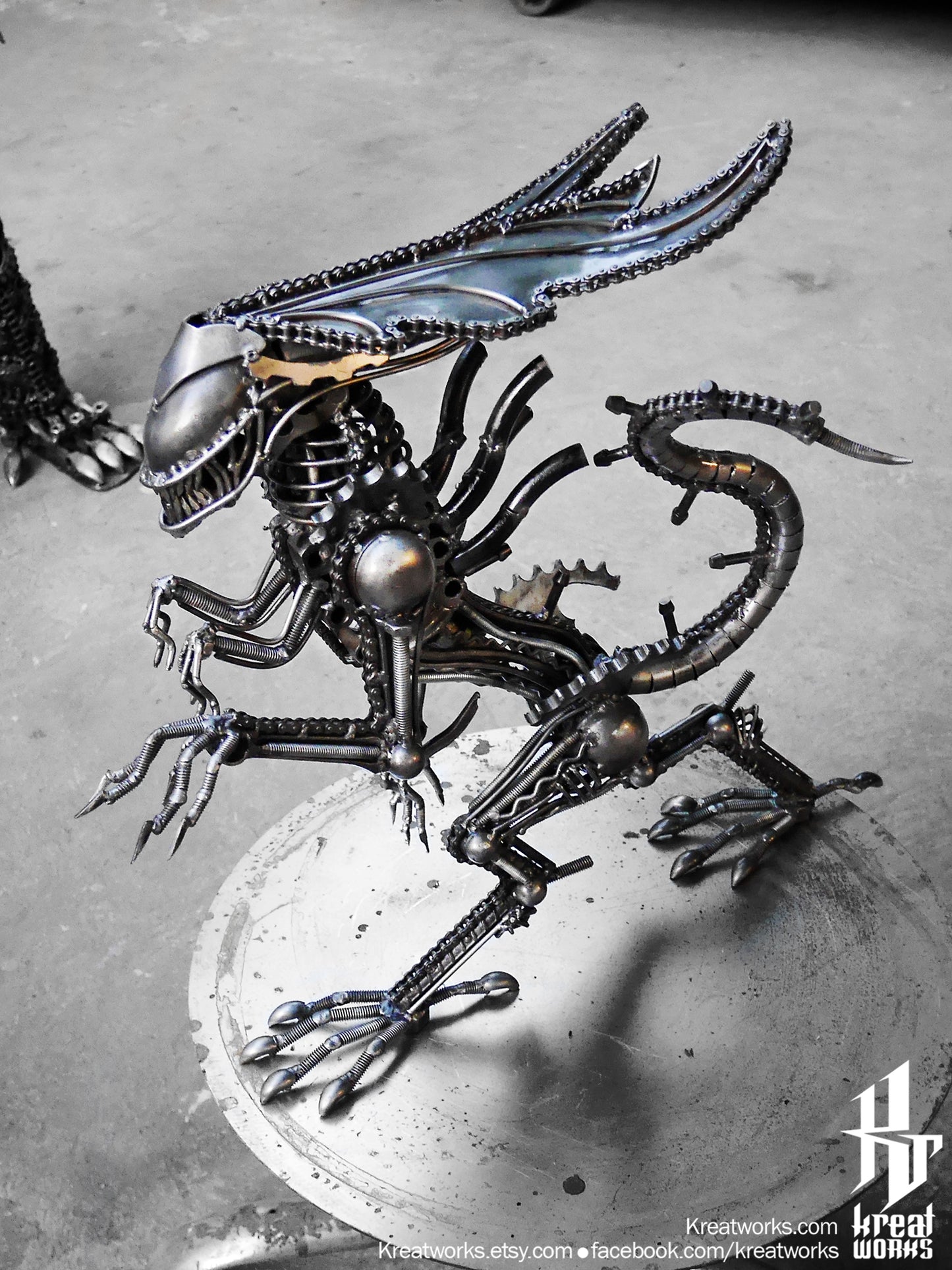 Recycled Metal Standing Queen Monster (Medium item) / Recycle Metal Sustainable Sculpture Art