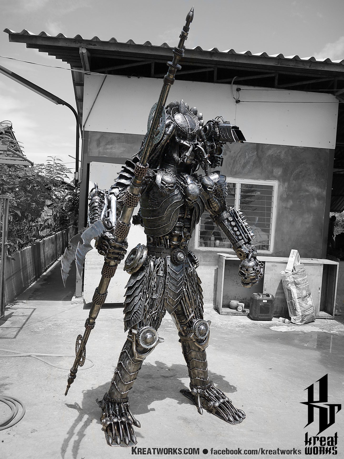 Steampunk Metal Bloodlust Hunter : Large item (made-to-order) / Recycle Metal Sustainable Sculpture Art