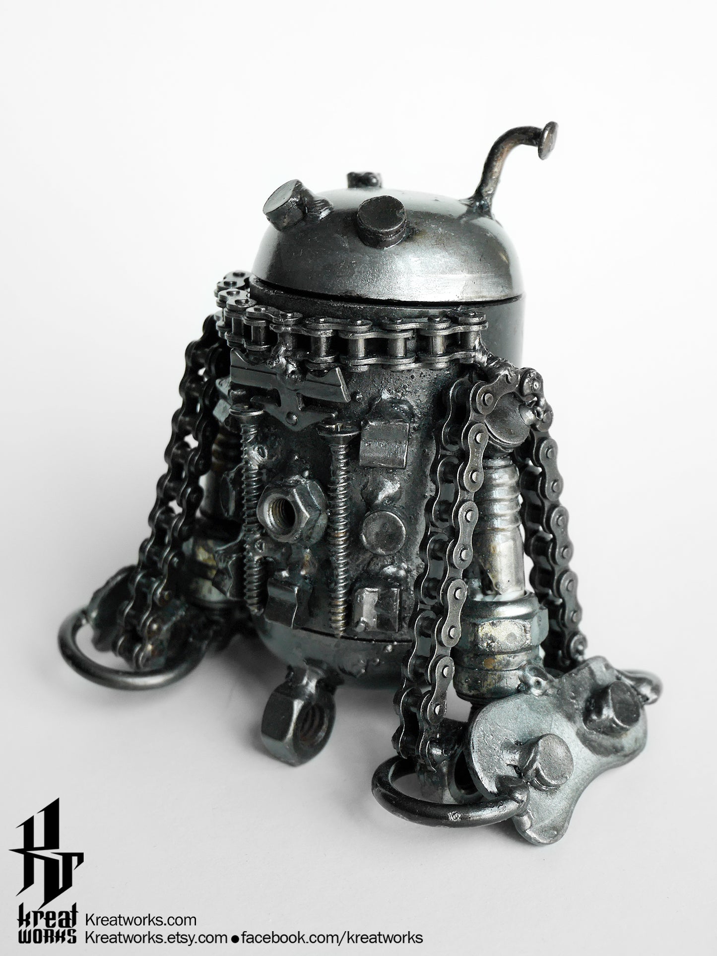 mini Steampunk Astromech Droid (small item) / Recycle Metal Sustainable Sculpture Art