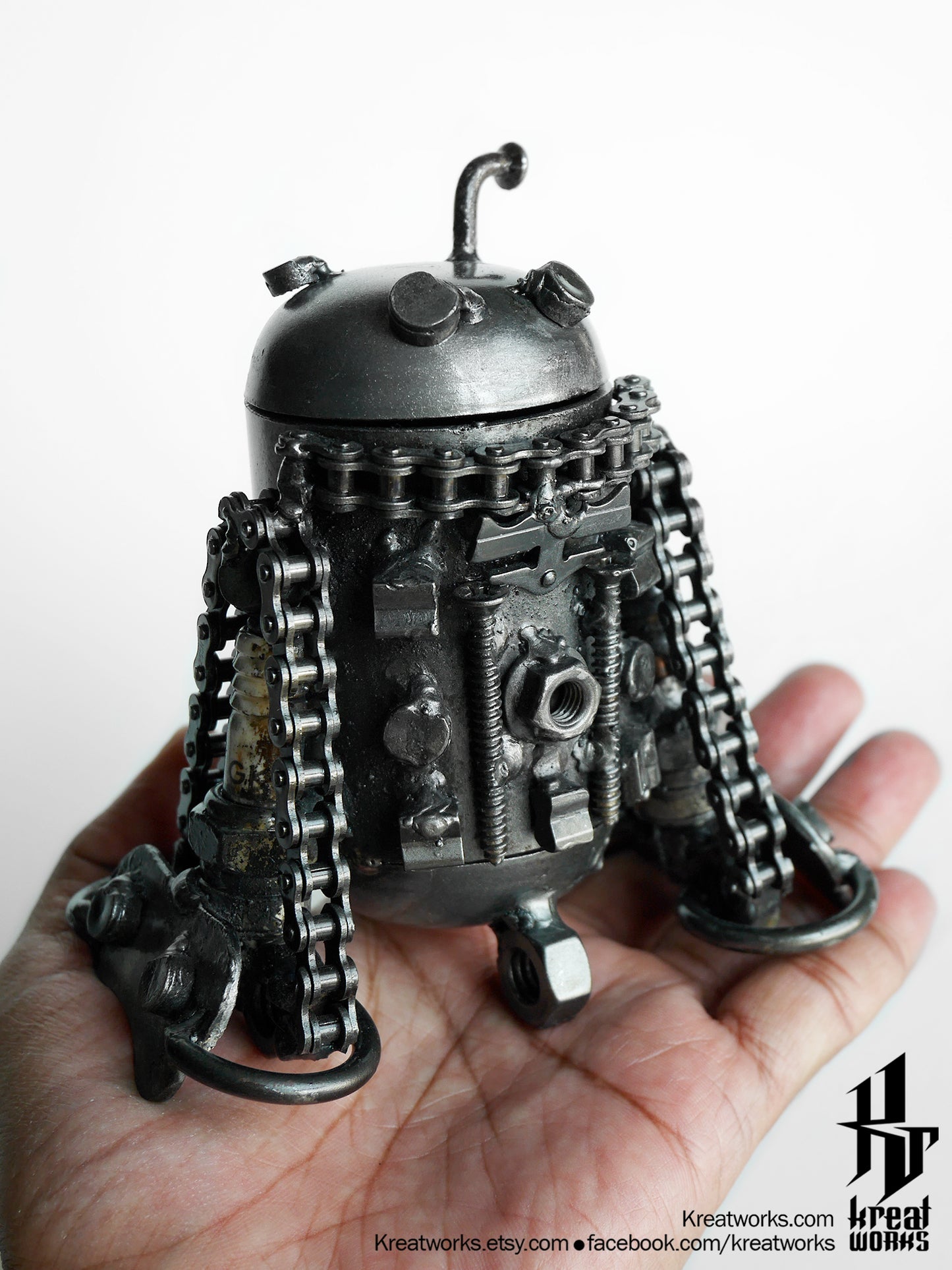 mini Steampunk Astromech Droid (small item) / Recycle Metal Sustainable Sculpture Art