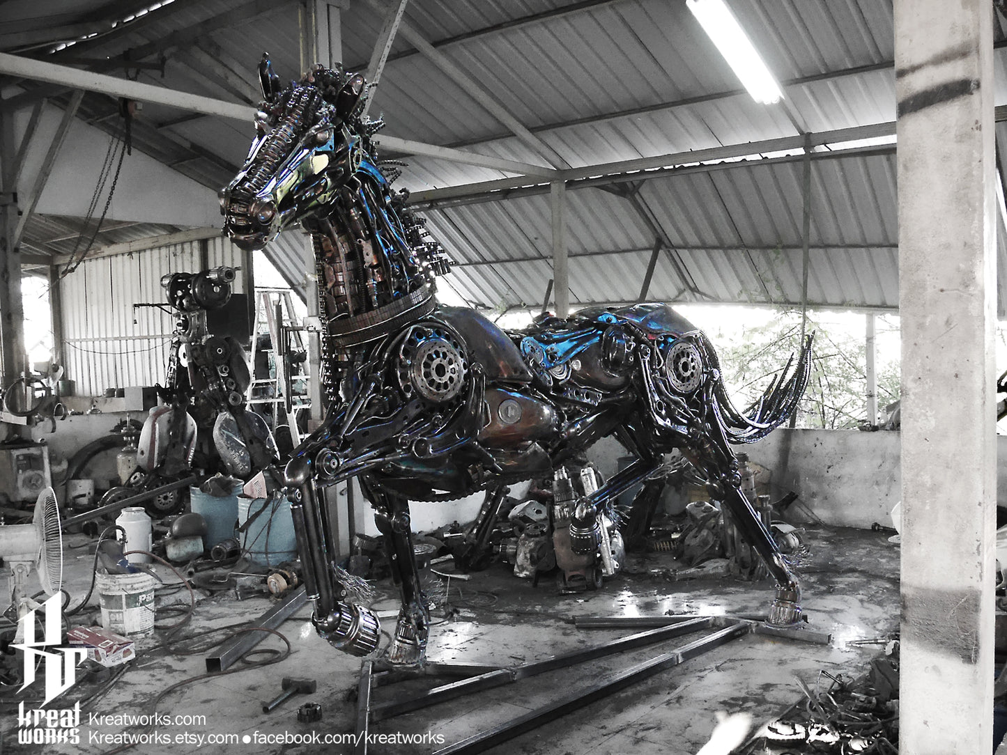 Recycled Metal Friesian Horse Sculpture : Made to order / Recycle Metal Sustainable Sculpture Art